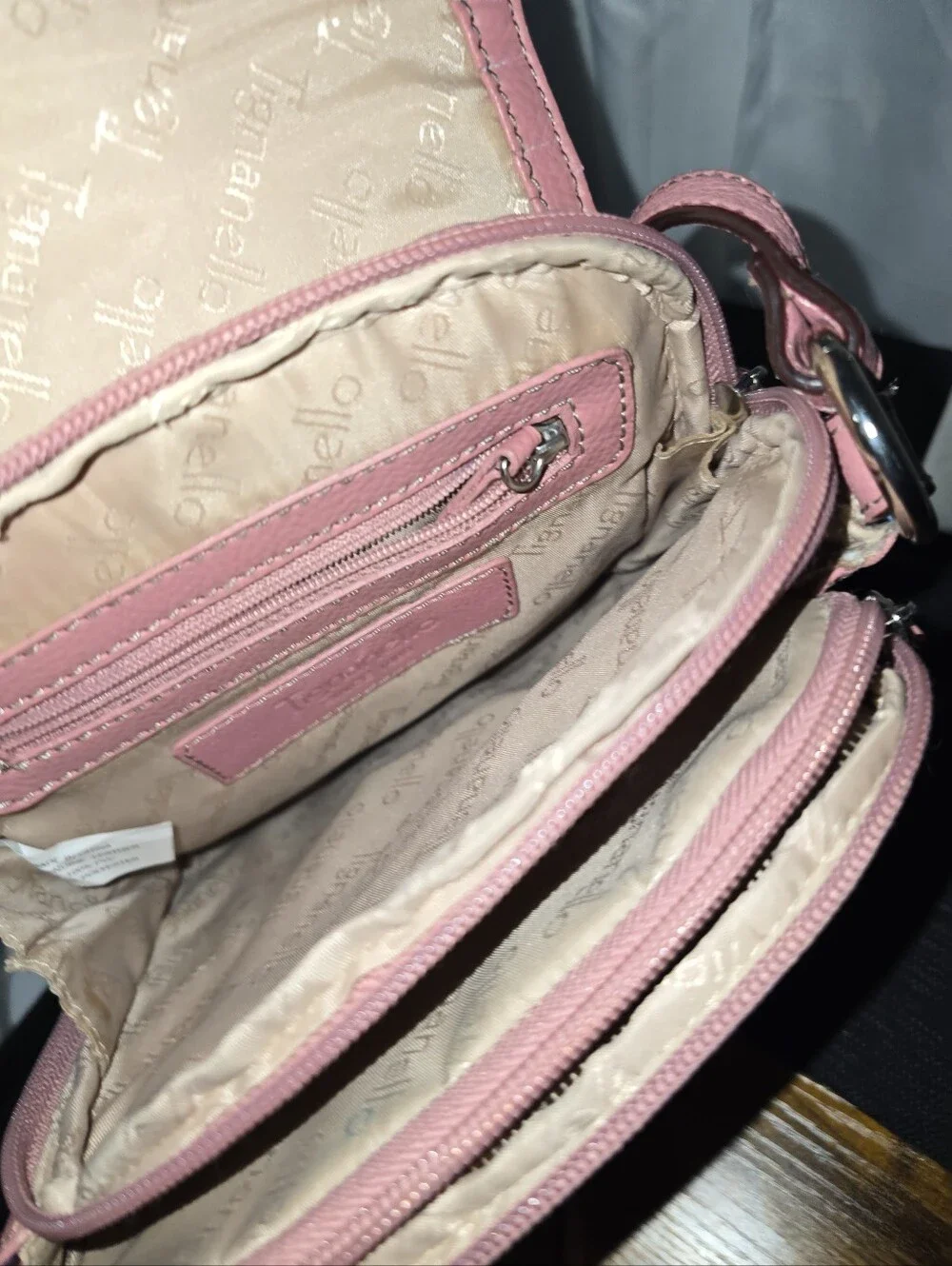 TIGNANELLO RARE GENUINE Pink Leather 3 DIVIDER Crossbody Bag